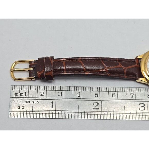 Jules Jurgensen ISO 9001 Quartz 1993 Gold Tone Watch New Battery Leather Band - Picture 9 of 12